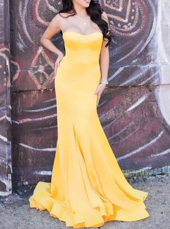 OKBBN Mermaid Round Neck Satin Split Ball Dress main image 1