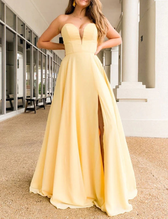 Full of charm Yellow Long Formal Dress Slim-fit Evening Dresses main image 0
