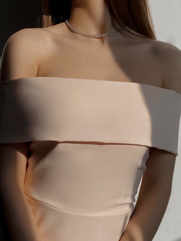 Columnar elastic Crepe waistband sexy off shoulder sleeveless shorts mini skirt