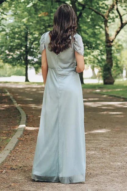 Cap Sleeve A-Line Long Bridesmaid Dress