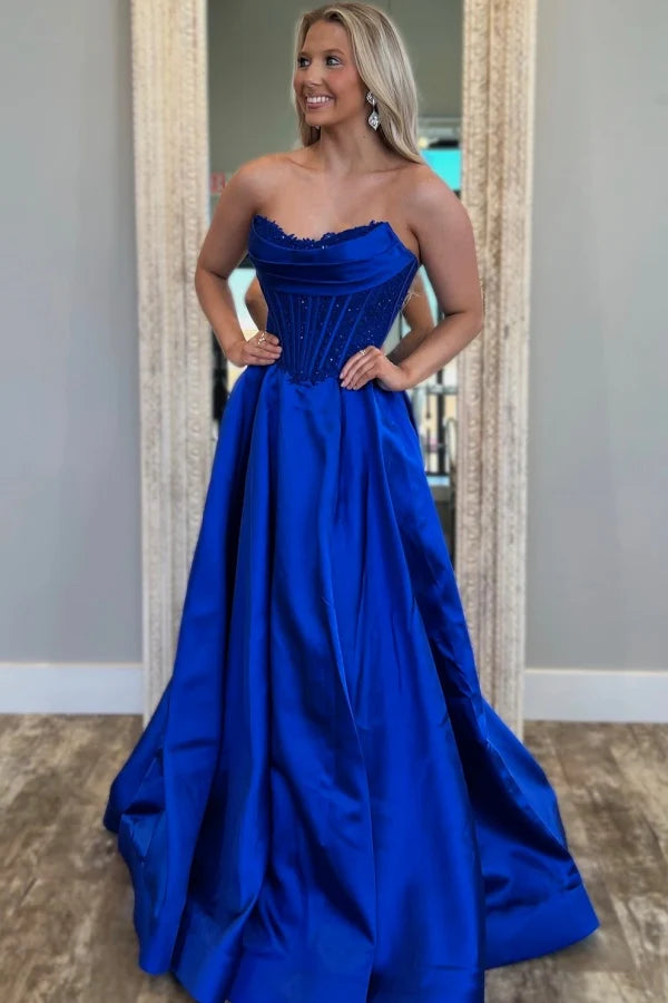 OKBBN sexy A-line off shoulder sleeveless pleated dress with appliqu é d dance dress