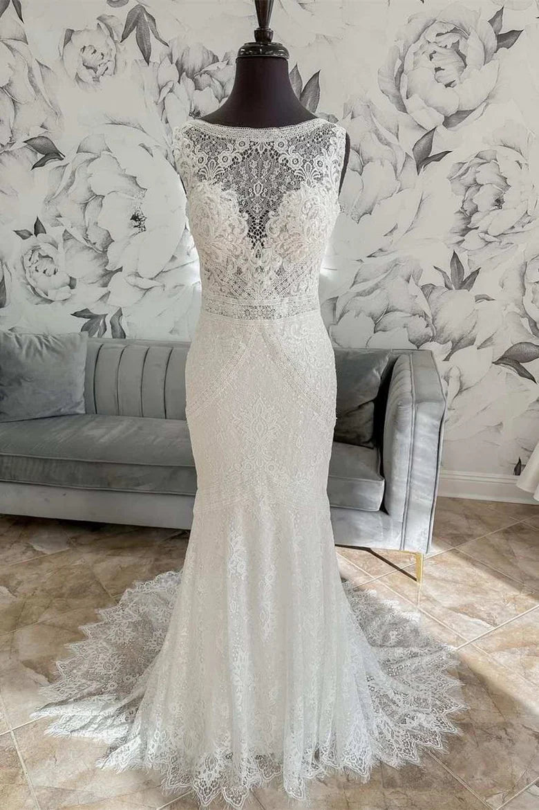 Mermaid Cold Shoulder Open Back Maxi Long Satin Wedding Gowns Online