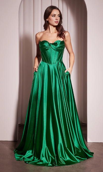 OKBBN Elegant Strapless Long A-line Ball Dress