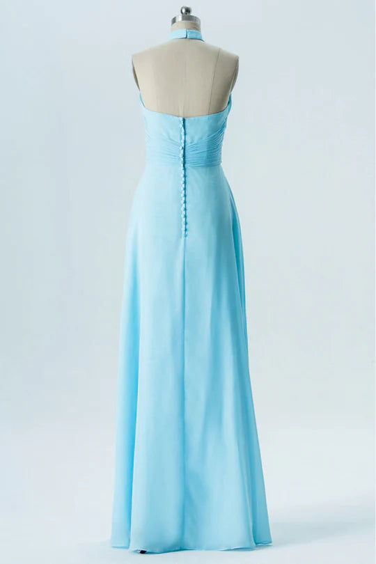 High Collar Twist-Front Bridesmaid Dress