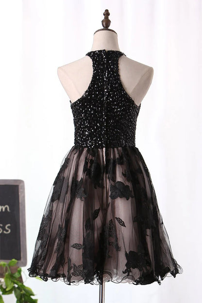 A-line elegant dress with beaded and trimmed strapless chiffon