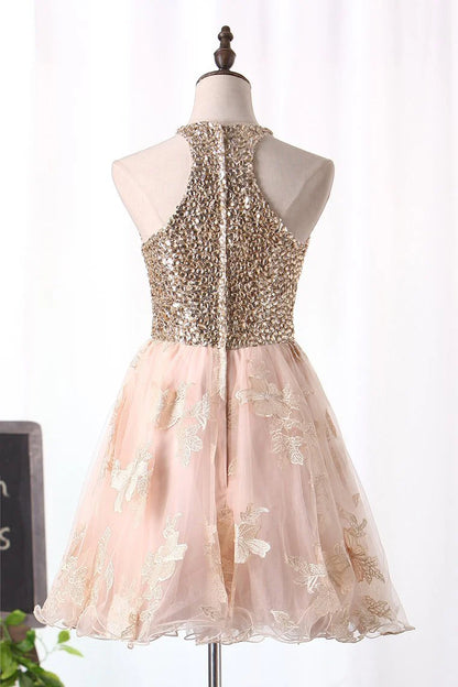 A-line elegant dress with beaded and trimmed strapless chiffon