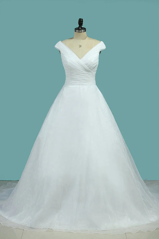 One line pleated sexy and elegant off shoulder bride dress
