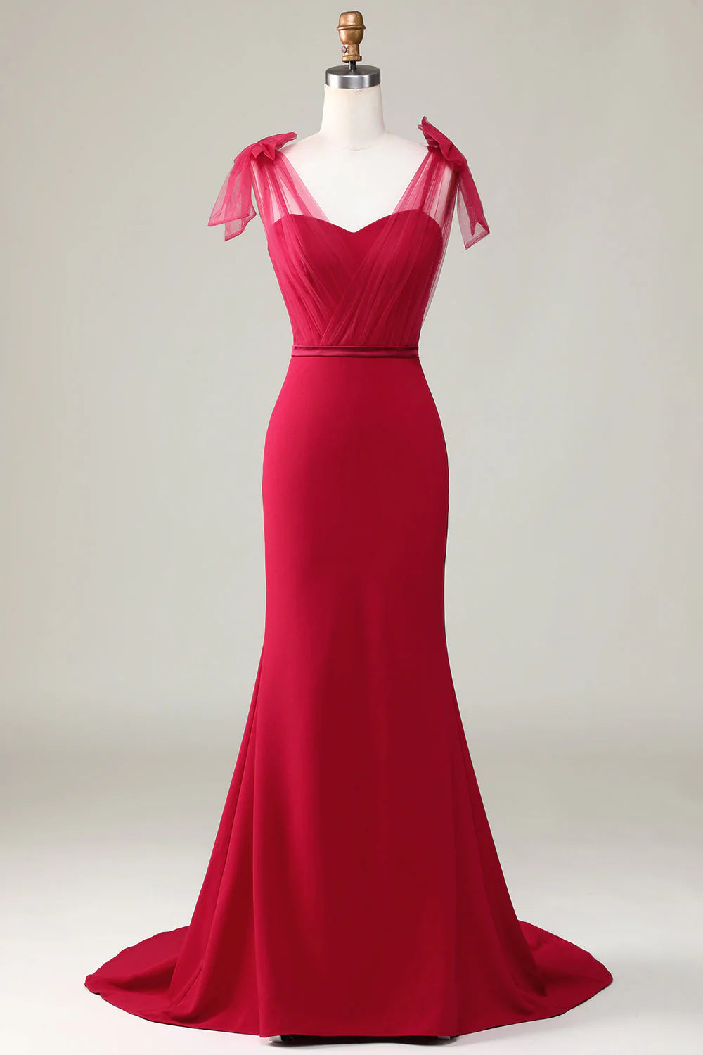 Mermaid Satin Long Bridesmaid Dress with Bows