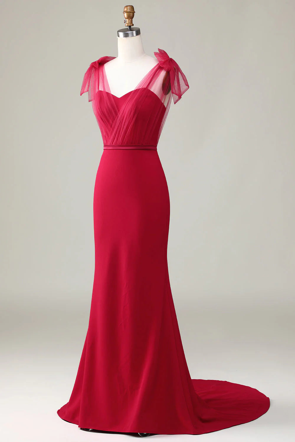 Mermaid Satin Long Bridesmaid Dress with Bows
