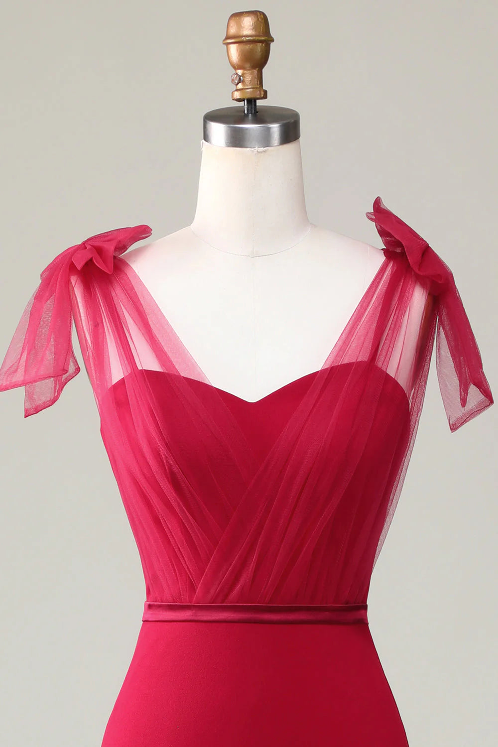 Mermaid Satin Long Bridesmaid Dress with Bows