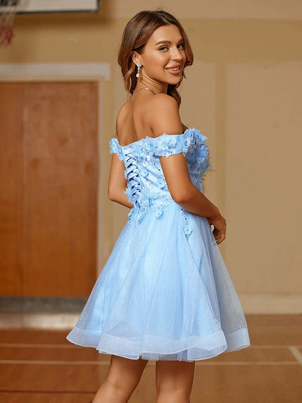 Cute and Sweet A-line Off Shoulder Mini Homecoming Party Ball Cocktail Dress