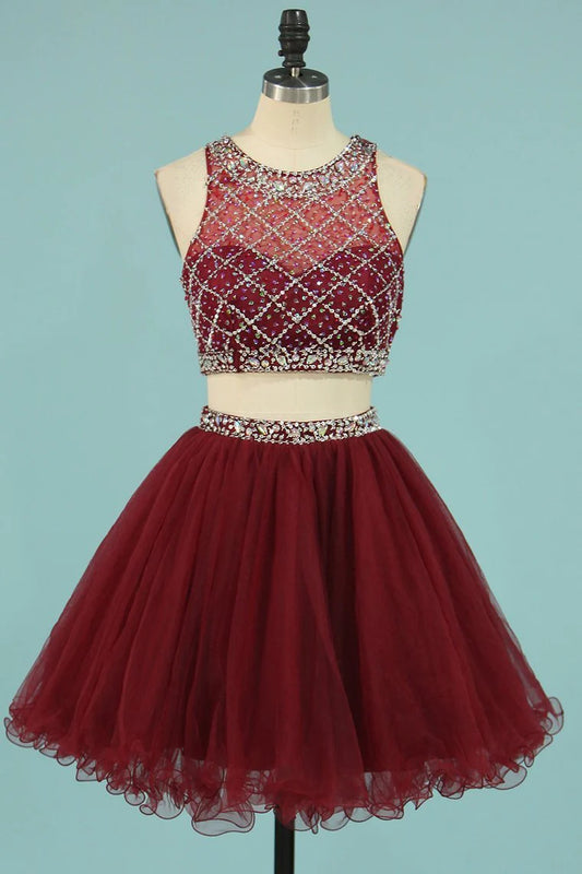 Hot selling sweet dress Scoop A-line beaded tight sheer short mini style