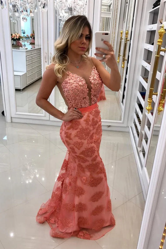 Beautiful Mermaid Ball Dress with Beads and Belt