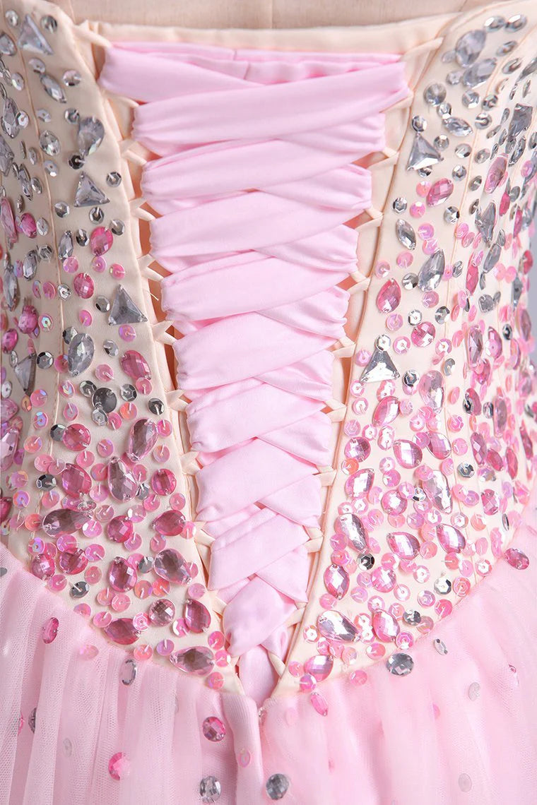 A-line sweet short mini dress full bead tight sheer