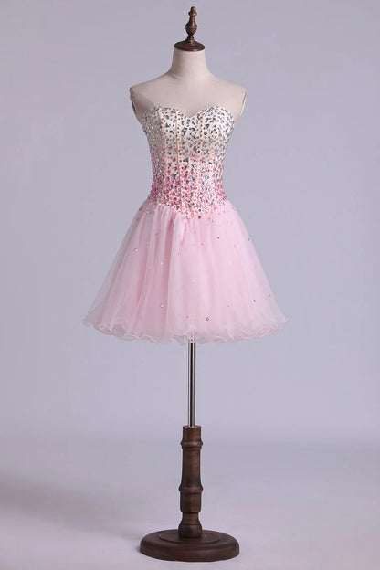 A-line sweet short mini dress full bead tight sheer