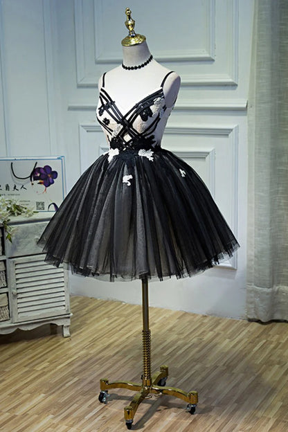 Tulle Homecoming Dress Italian Noodle Strap Decoration