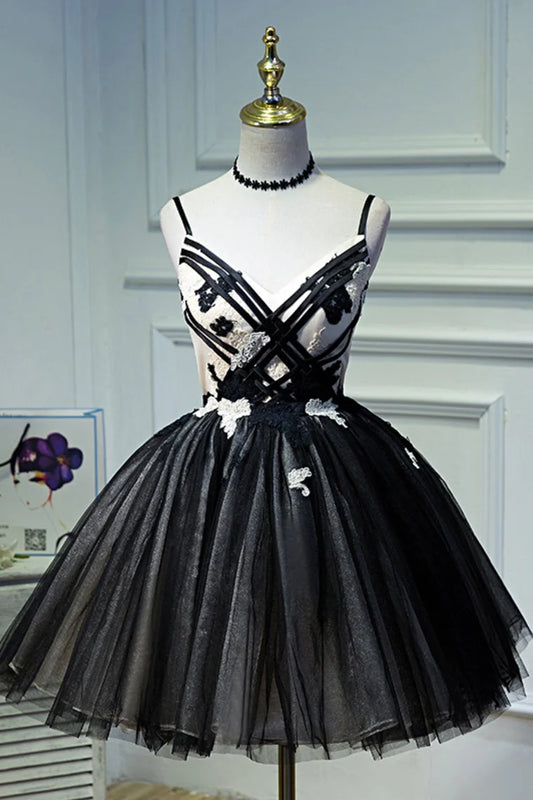 Tulle Homecoming Dress Italian Noodle Strap Decoration