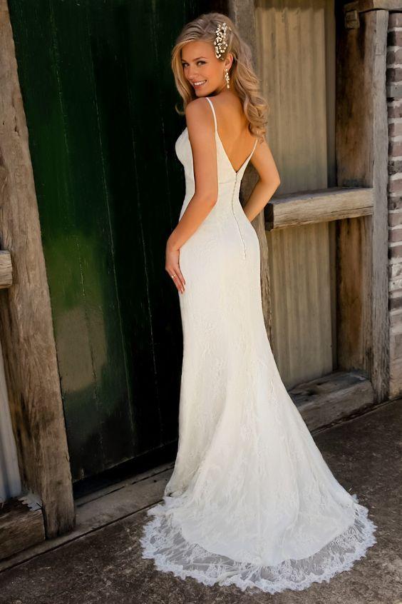 Mermaid Lace Wedding Dresses Spaghetti Strap Long Bridal Gowns