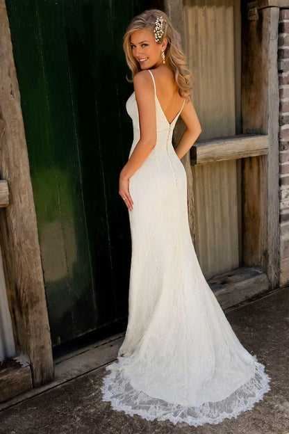Mermaid Lace Wedding Dresses Spaghetti Strap Long Bridal Gowns