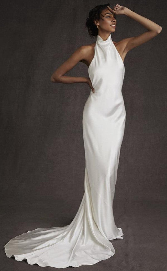 Backless High Neck Mermaid Wedding Dress