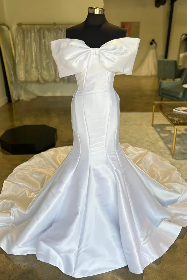 Cold-Shoulder Trumpet Long Bridal Gown main image 1